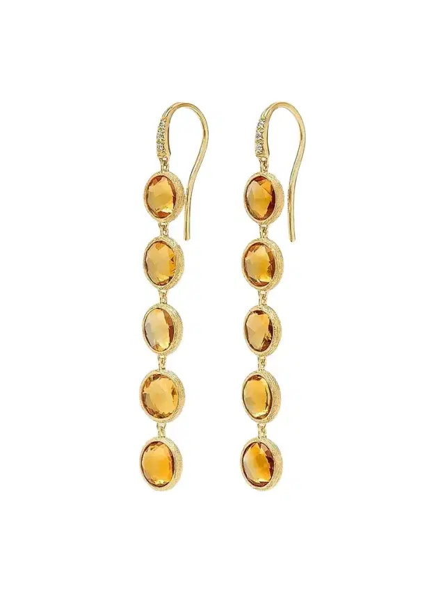 MARCO BICEGO Women's Jaipur Color 18K Yellow Gold, Citrine & 0.03 TCW Diamond Drop Earrings