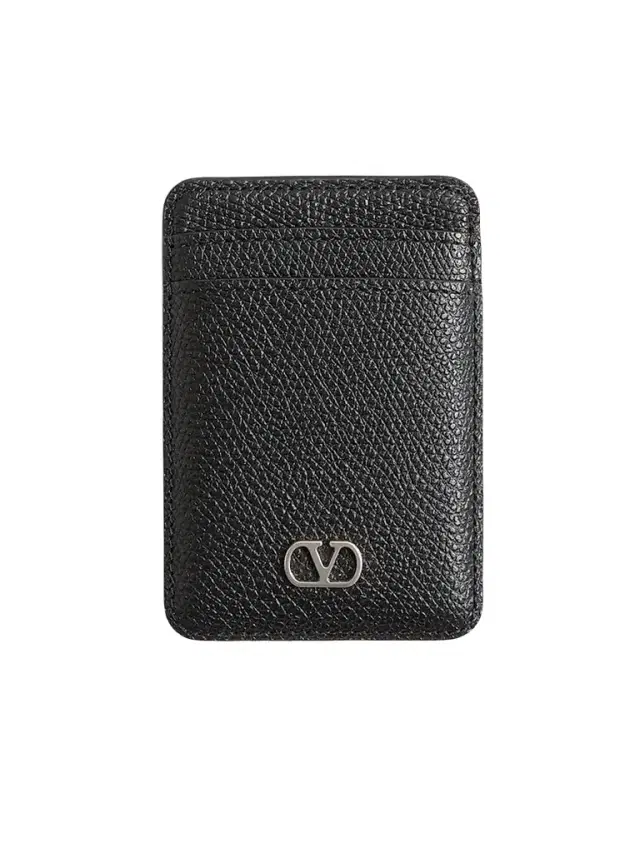 Valentino Men's VLogo Signature Magnetic Cardholder in Grainy Calfskin