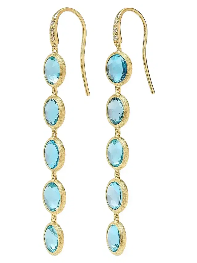 MARCO BICEGO Women's Jaipur Color 18K Yellow Gold, Blue Topaz & 0.03 TCW Diamond Five-Drop Earrings
