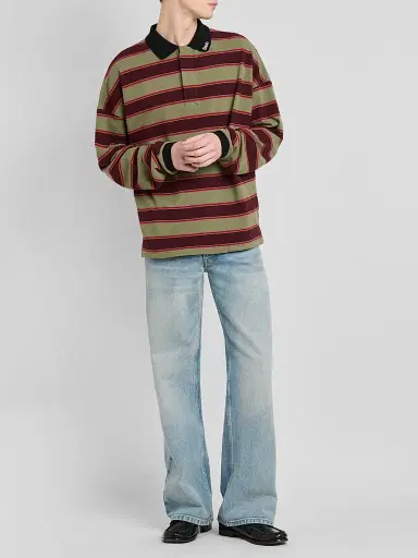 Rhude Men's Fontaine Striped Cotton Polo Shirt | Thumbnail 2 Rhude Men's Fontaine Striped Cotton Polo Shirt | Thumbnail 2