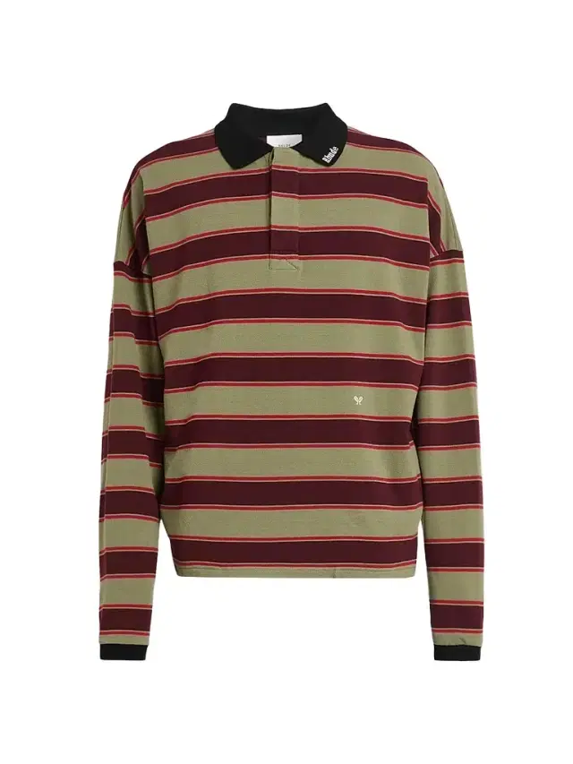 Rhude Men's Fontaine Striped Cotton Polo Shirt