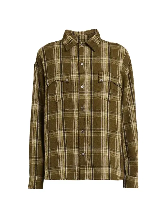 Rhude Men's Aviano Checked Cotton-Blend Shirt