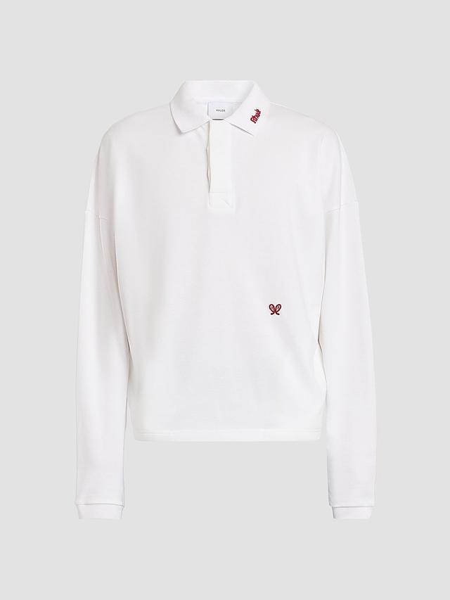 Rhude Men's Logo Embroidery Long-Sleeve Polo Shirt