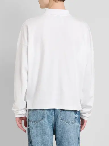 Rhude Men's Logo Embroidery Long-Sleeve Polo Shirt | Thumbnail 3