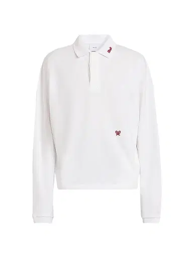 Rhude Men's Logo Embroidery Long-Sleeve Polo Shirt | Thumbnail 1