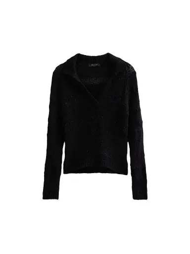 Fabiana Filippi Women's Platinum Johnny Collar Wool-Silk Blend Polo Sweater | Thumbnail 1