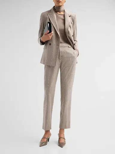 Fabiana Filippi Women's Filo Diamanté Wool-Blend Pinstriped Flannel Trousers | Thumbnail 2 Fabiana Filippi Women's Filo Diamanté Wool-Blend Pinstriped Flannel Trousers | Thumbnail 2