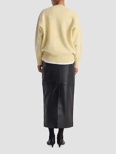 RÓHE Women's Leather Pencil Midi Skirt | Thumbnail 3