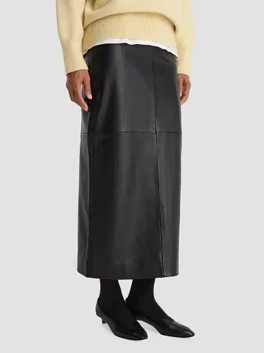 RÓHE Women's Leather Pencil Midi Skirt | Thumbnail 4