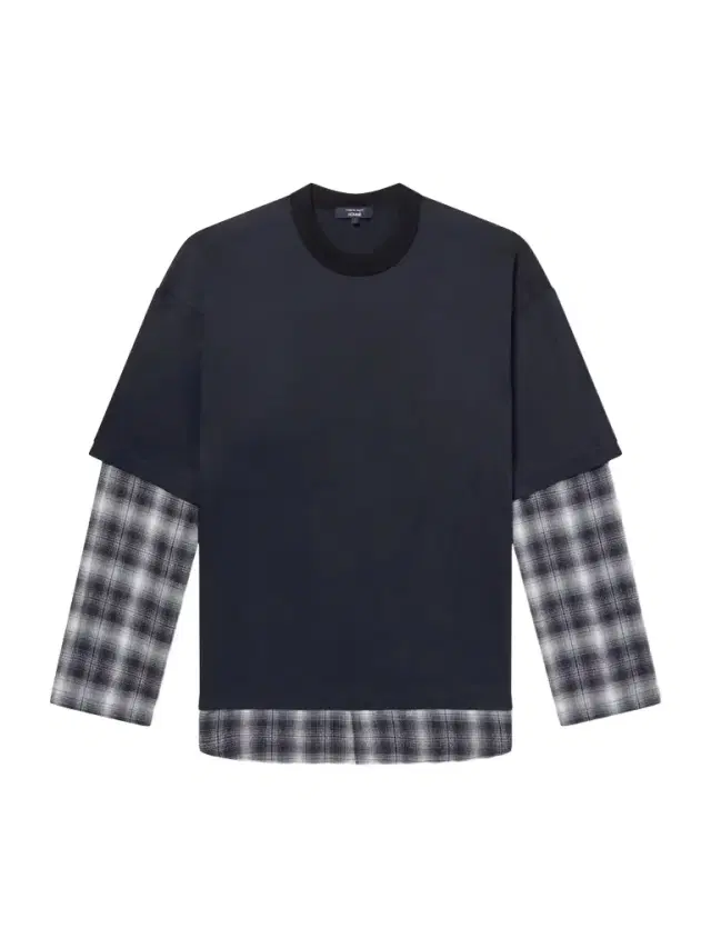 Checked Layered Cotton T-Shirt - Men Checked Layered Cotton T-Shirt - Men