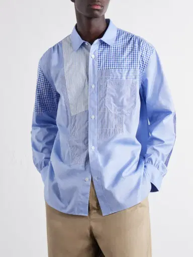 Junya Watanabe Patchwork Cotton-Poplin Shirt - Men | Thumbnail 3