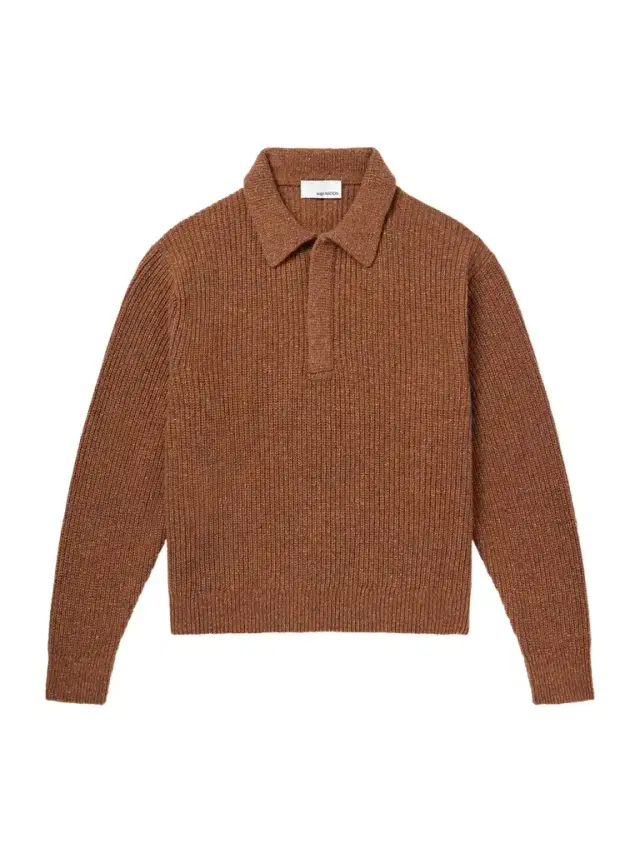 SAGE NATION Ribbed-Knit Wool Polo Sweater - Men