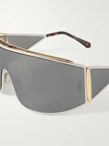 Loewe Speed Shield Aviator-Style Silver and Gold-Tone Sunglasses - Men | Thumbnail 3