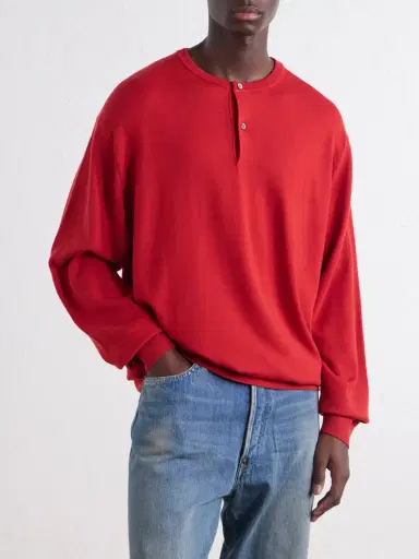 A.PRESSE Wool Henley Sweater - Men | Thumbnail 3