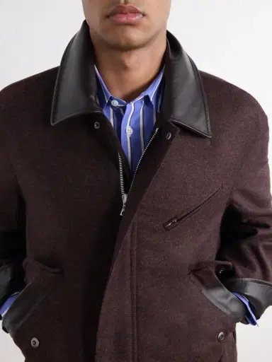 SAGE NATION Painter Leather-Trimmed Wool-Twill Blouson Jacket - Men | Thumbnail 5 SAGE NATION Painter Leather-Trimmed Wool-Twill Blouson Jacket - Men | Thumbnail 5