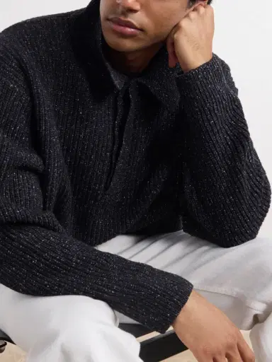 SAGE NATION Ribbed-Knit Wool Polo Sweater - Men | Thumbnail 5