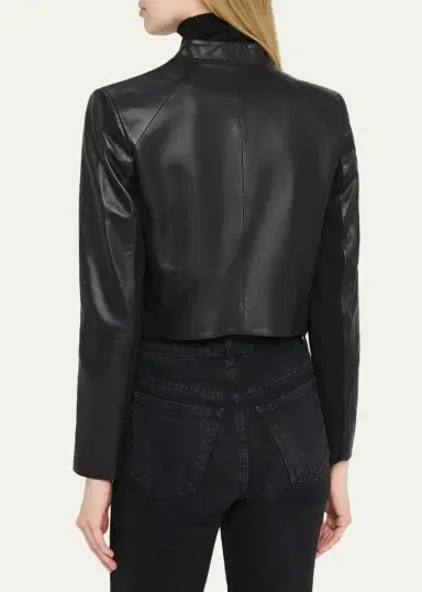 Alice + Olivia New Harvey Leather Open-Front Jacket | Thumbnail 3