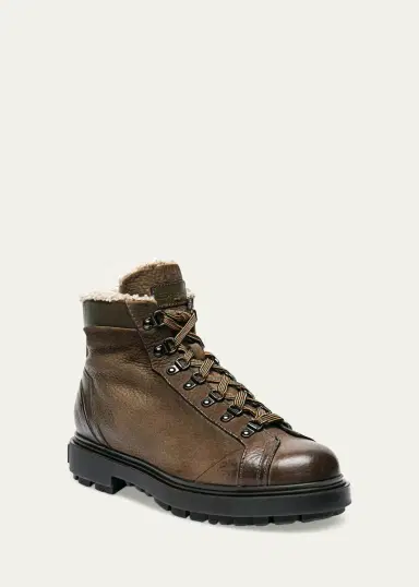 Santoni Men's Farah Shearling-Lined Leather Ankle Boots | Thumbnail 2