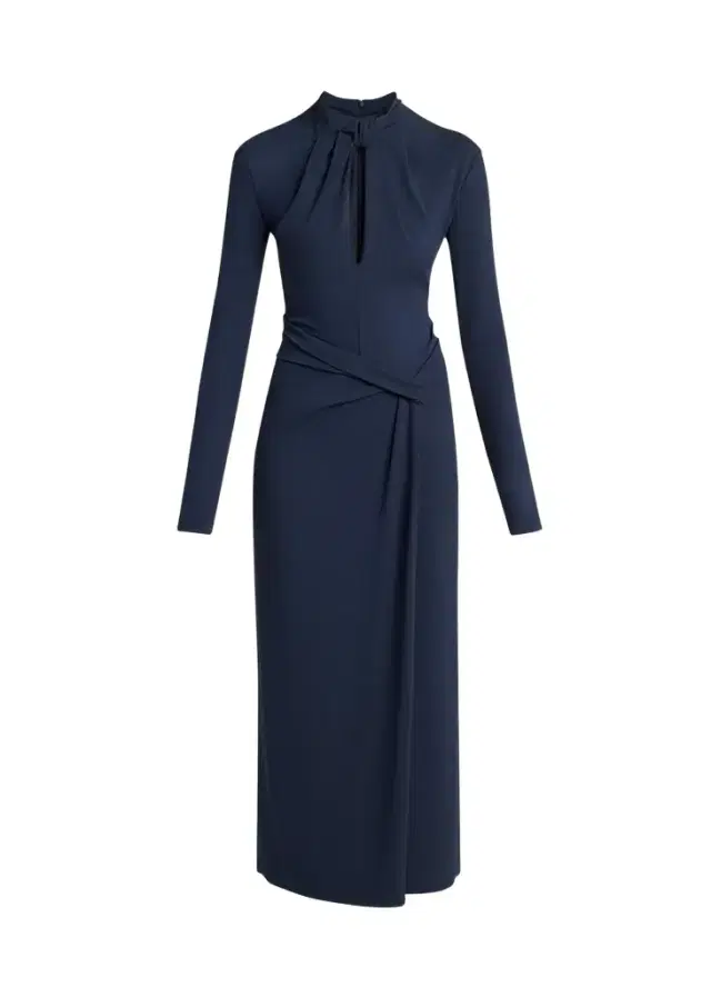 Twisted Keyhole Long-Sleeve Midi Dress