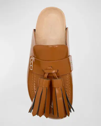 JW Anderson Men's Oversized Leather Tassel Mule Loafers | Thumbnail 4