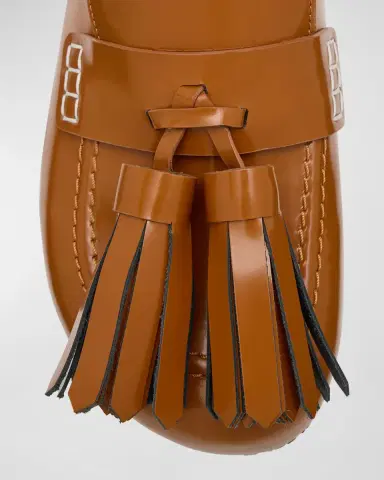 JW Anderson Men's Oversized Leather Tassel Mule Loafers | Thumbnail 5