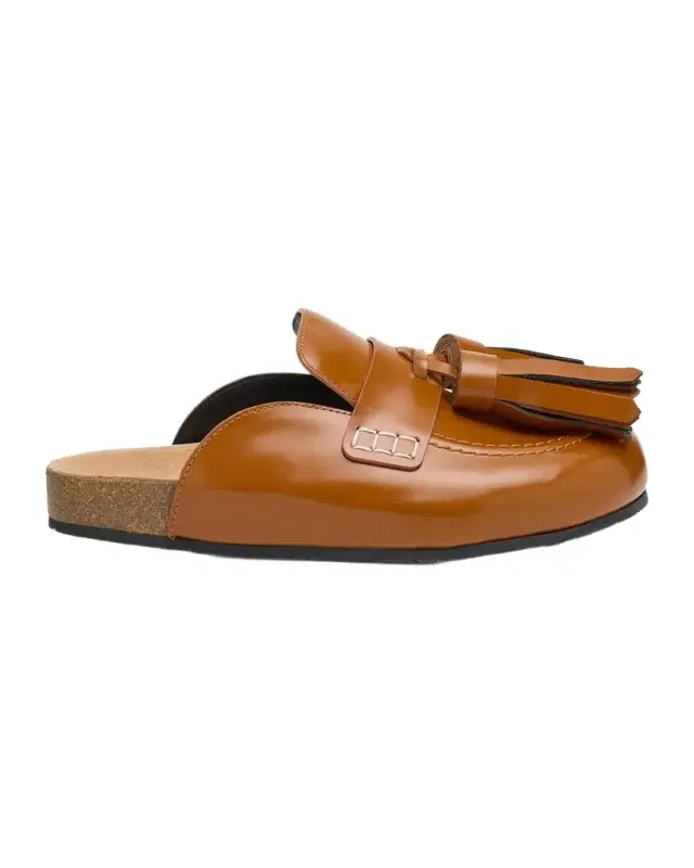 JW Anderson Men's Oversized Leather Tassel Mule Loafers