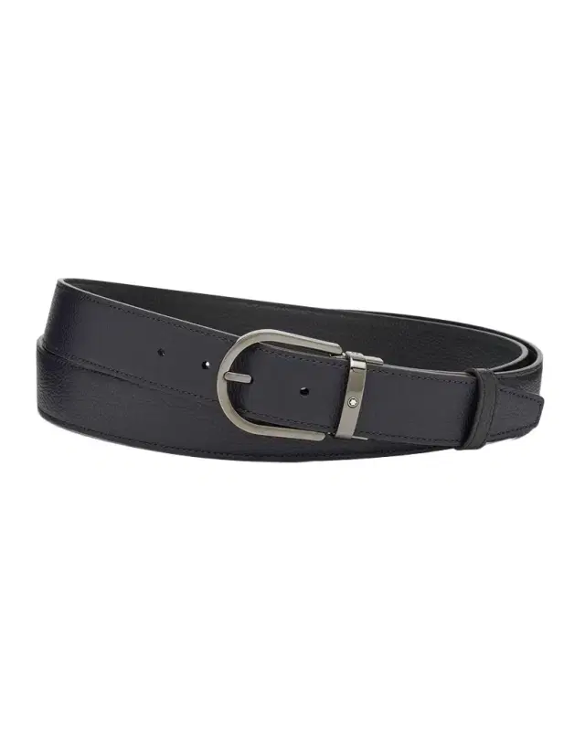 Montblanc Men's Horseshoe-Buckle Reversible Grained Leather Belt