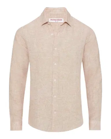 Orlebar Brown Men's Giles Long-Sleeve Linen Sport Shirt | Thumbnail 1