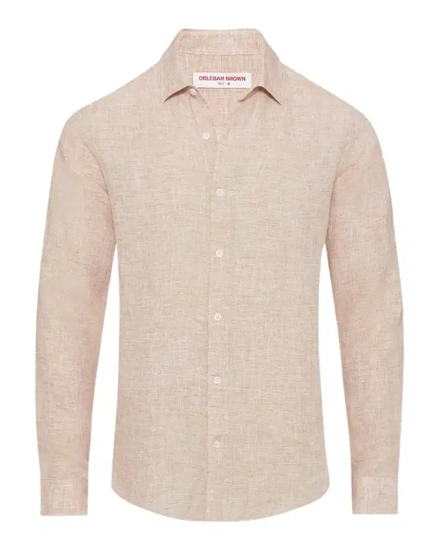 Orlebar Brown Men's Giles Long-Sleeve Linen Sport Shirt