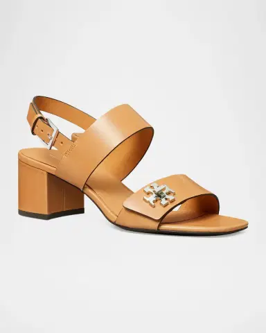 Tory Burch T-Lock Leather Block-Heel Sandals | Thumbnail 2 Tory Burch T-Lock Leather Block-Heel Sandals | Thumbnail 2