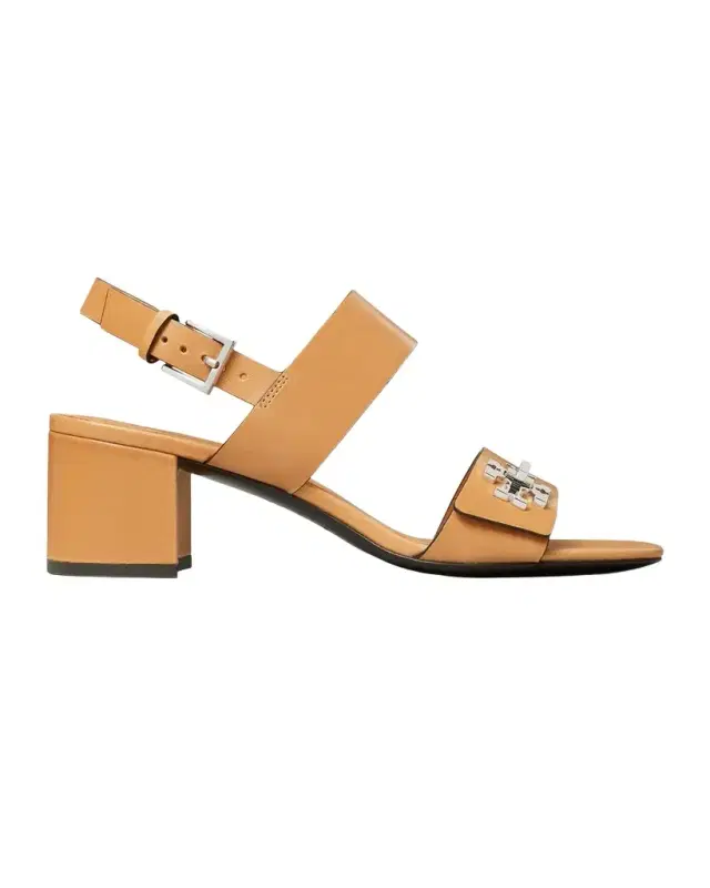 T-Lock Leather Block-Heel Sandals