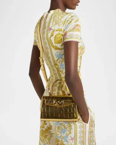 Versace La Medusa Metallic Croc-Embossed Bag | Thumbnail 2