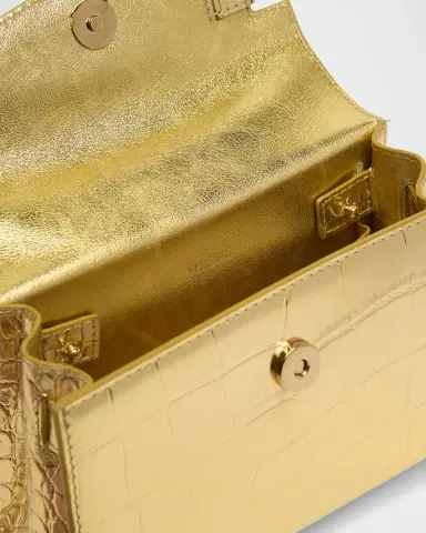 Versace La Medusa Metallic Croc-Embossed Bag | Thumbnail 4