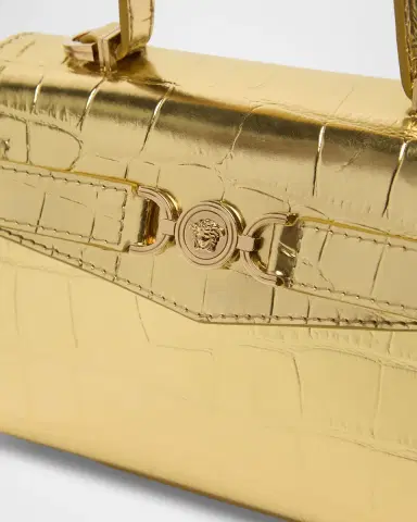 Versace La Medusa Metallic Croc-Embossed Bag | Thumbnail 6