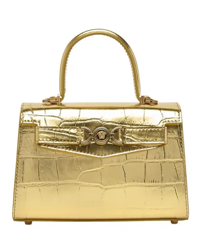 Versace La Medusa Metallic Croc-Embossed Bag