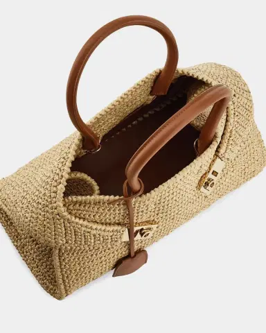 Ferragamo Hug Medium Gancini Raffia Top Handle Bag | Thumbnail 4 Ferragamo Hug Medium Gancini Raffia Top Handle Bag | Thumbnail 4