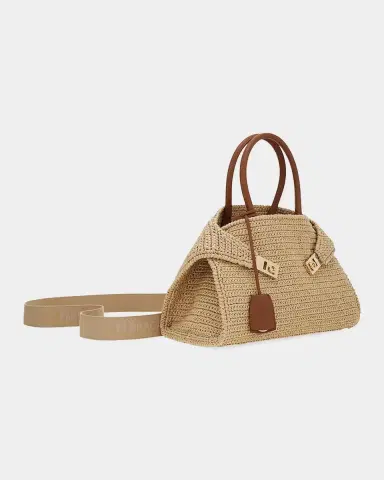 Ferragamo Hug Medium Gancini Raffia Top Handle Bag | Thumbnail 6 Ferragamo Hug Medium Gancini Raffia Top Handle Bag | Thumbnail 6