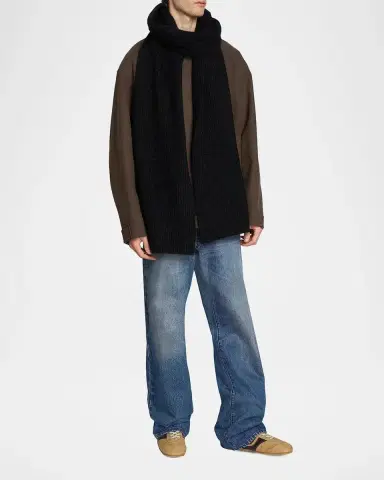 Dries Van Noten Men's Moyson Wool Ribbed Scarf | Thumbnail 3 Dries Van Noten Men's Moyson Wool Ribbed Scarf | Thumbnail 3