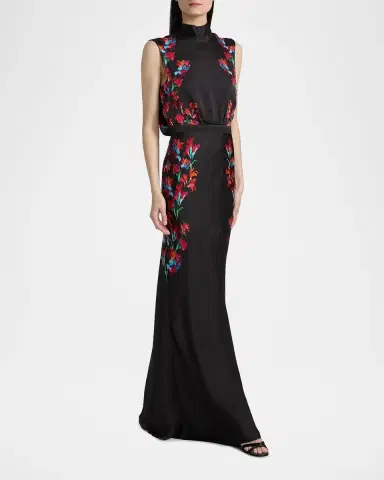 Saloni Fleur Printed High-Neck Dress | Thumbnail 2