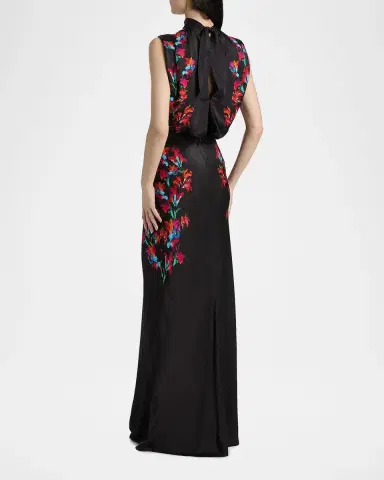 Saloni Fleur Printed High-Neck Dress | Thumbnail 3