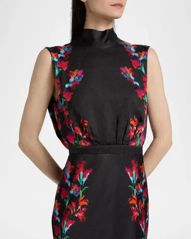 Saloni Fleur Printed High-Neck Dress | Thumbnail 5