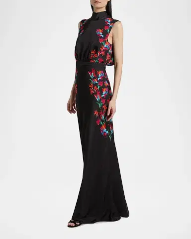 Saloni Fleur Printed High-Neck Dress | Thumbnail 7