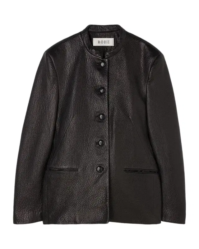 Shaped Grain Leather Jacket