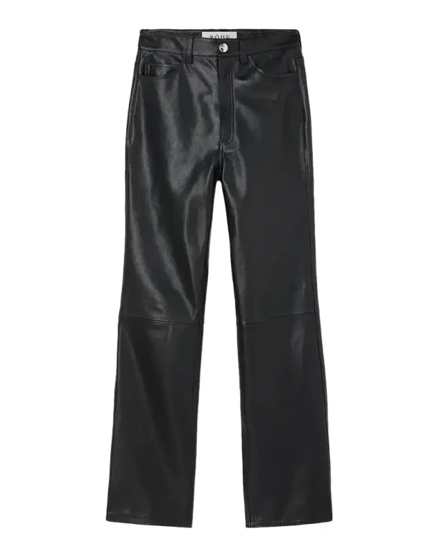 High-Waist Leather Straight-Leg Pants