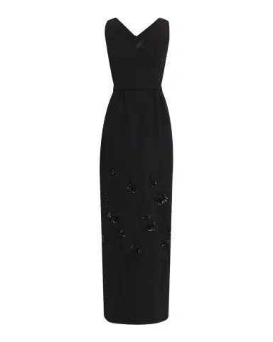 Dice Kayek Floral Embellished Crepe Sleeveless Column Gown | Thumbnail 1 Dice Kayek Floral Embellished Crepe Sleeveless Column Gown | Thumbnail 1