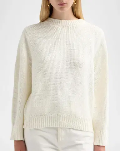 TOTEME Oversized Cotton-Knit Crewneck Sweater | Thumbnail 4 TOTEME Oversized Cotton-Knit Crewneck Sweater | Thumbnail 4