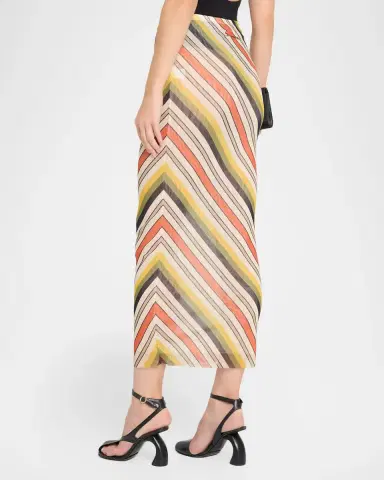 Jean Paul Gaultier Diagonal Striped Mesh Midi Skirt | Thumbnail 3