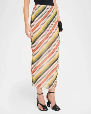 Jean Paul Gaultier Diagonal Striped Mesh Midi Skirt | Thumbnail 4