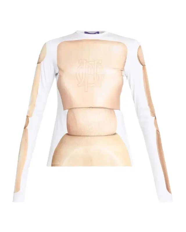 Jean Paul Gaultier Wooden Body Trompe L 'oeil Jersey Long-Sleeve T-Shirt