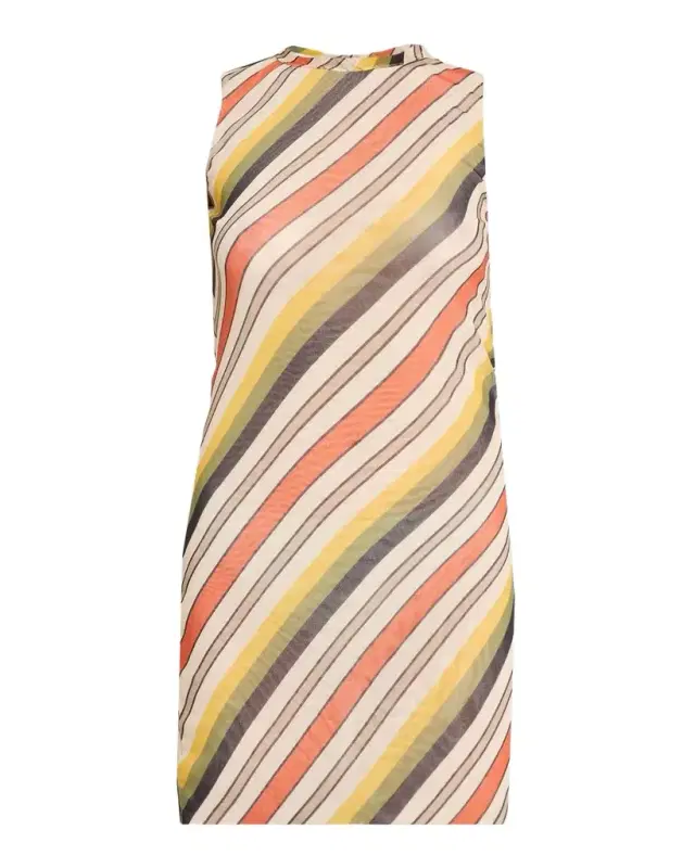 Jean Paul Gaultier Striped Mesh Sleeveless Mini Dress